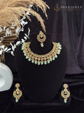 Elyra Mint Bridal Set – Necklace, Tikka & Earrings